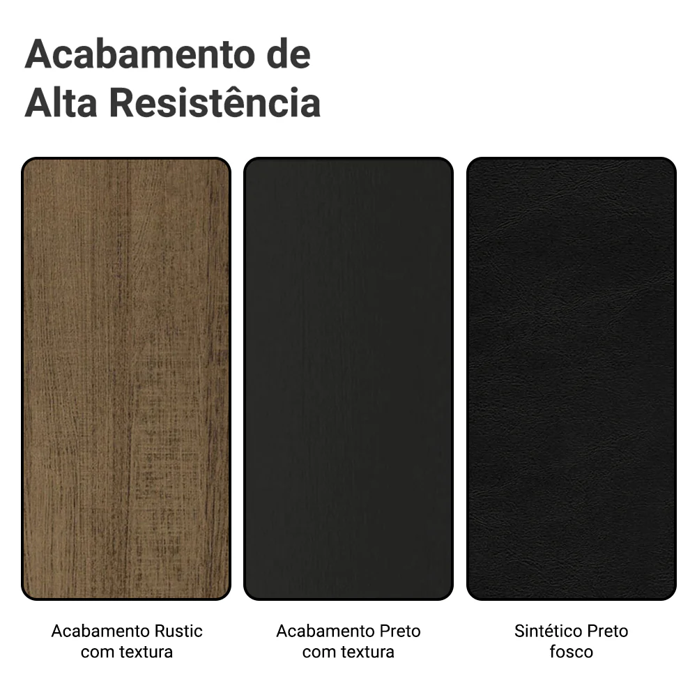 Conjunto Sala de Jantar Mesa Tampo de Madeira com 4 Cadeiras Preto/Rustic Madesa Havana - Image 9