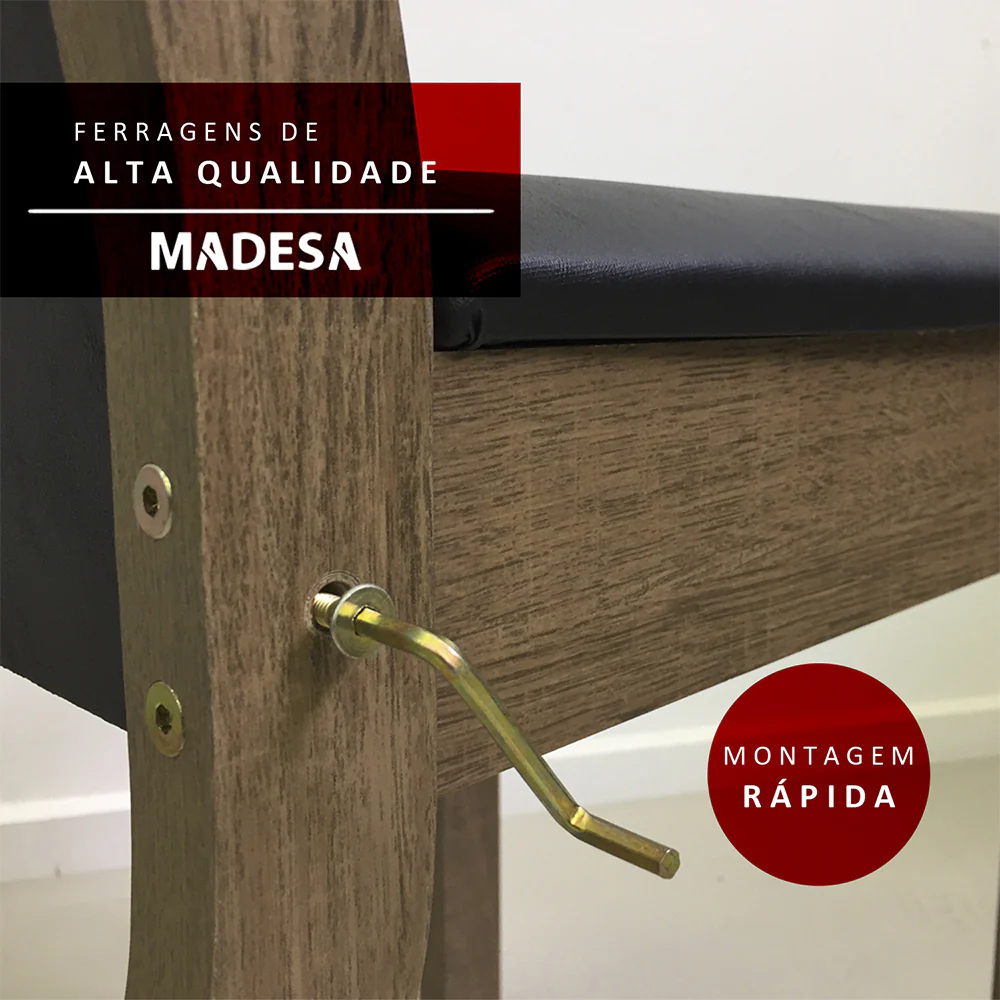 Conjunto Sala de Jantar Madesa Ingrid Mesa Tampo de Madeira com 4 Cadeiras Rustic/Preto/Imperial - Image 4