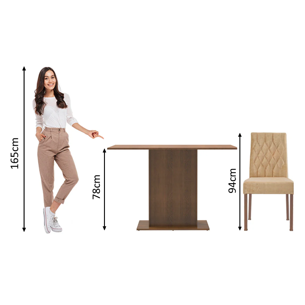 Conjunto Sala de Jantar Madesa Lia Mesa Tampo de Madeira com 2 Cadeiras Rustic/Imperial - Image 8