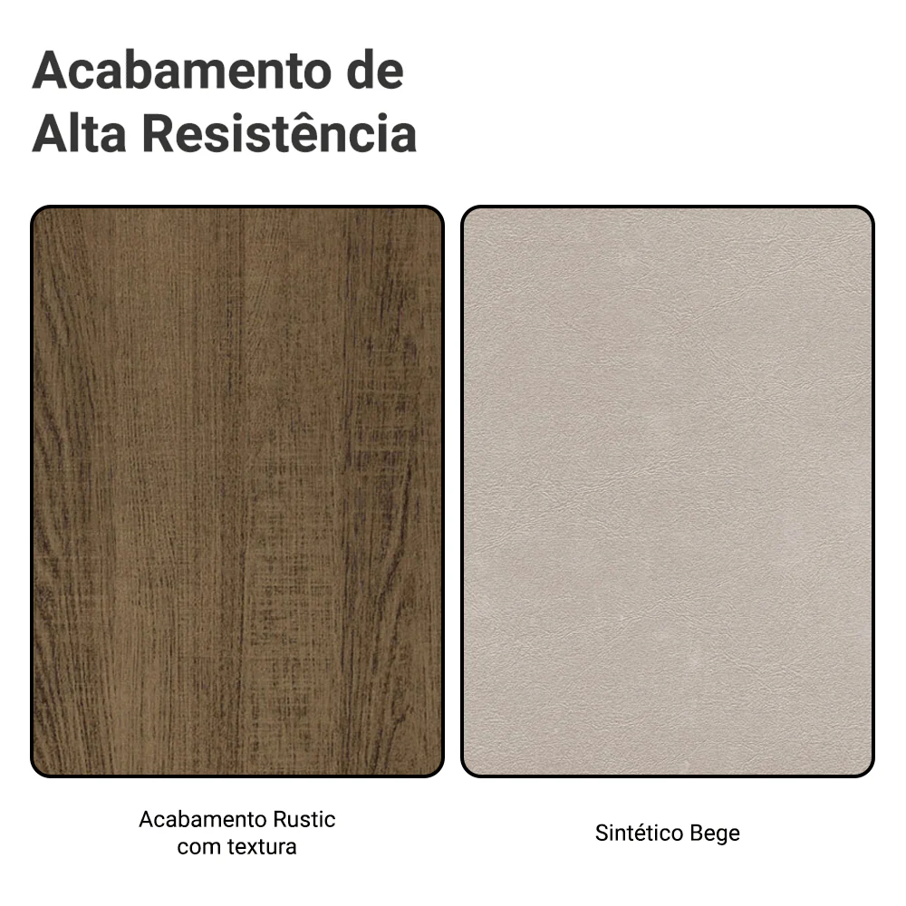 Conjunto Sala de Jantar Mesa Tampo de Madeira com 4 Cadeiras Rustic/Sintético Bege Madesa Luana - Image 10