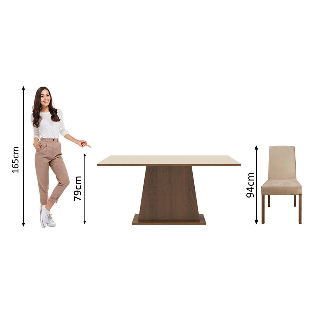 Conjunto Sala de Jantar Madesa Luciana Mesa Tampo de Madeira com 6 Cadeiras Rustic/Crema/Imperial - Image 8
