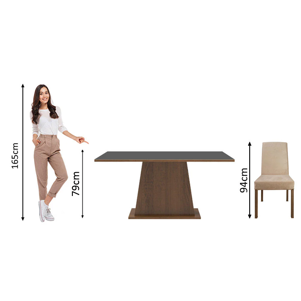 Conjunto Sala de Jantar Madesa Luciana Mesa Tampo de Madeira com 6 Cadeiras Rustic/Preto/Imperial - Image 8
