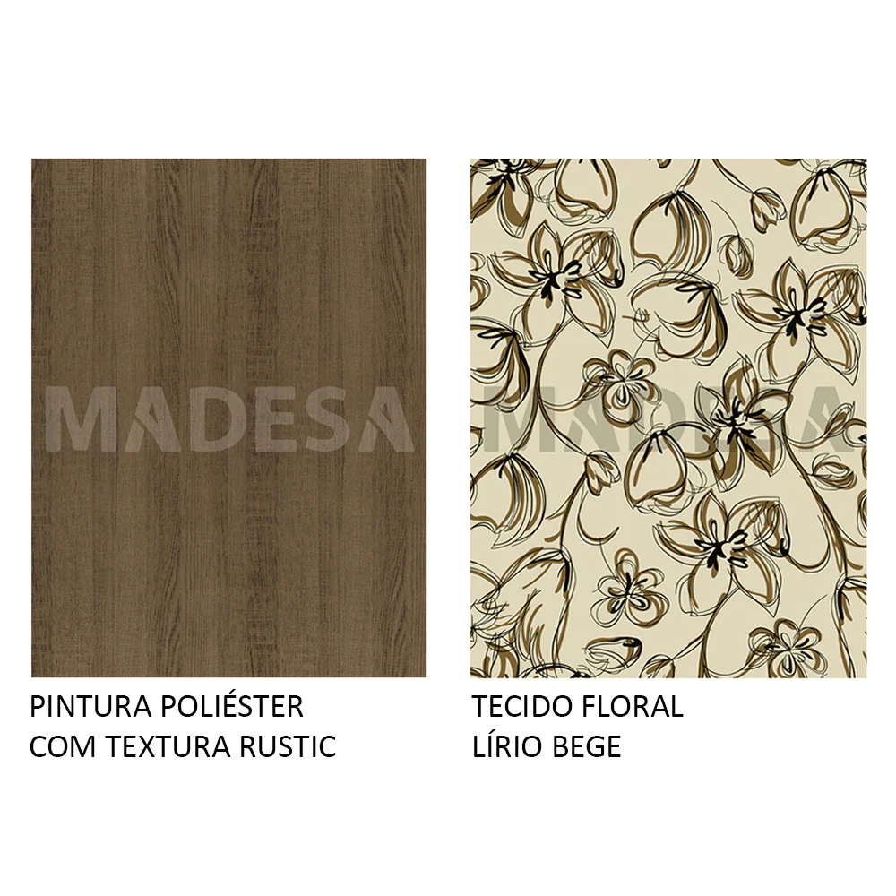 Conjunto Sala de Jantar Madesa Magda Mesa Tampo de Vidro com 4 Cadeiras Rustic/Lírio Bege - Image 5
