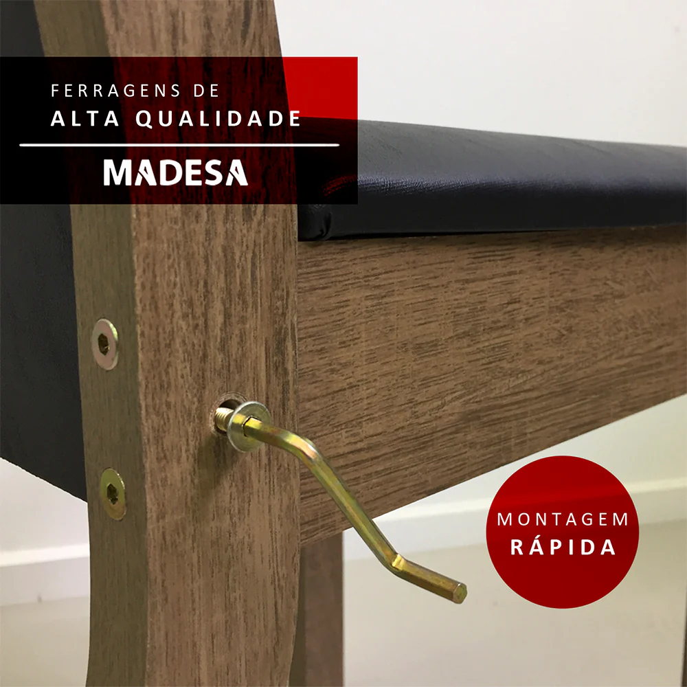 Conjunto Sala de Jantar Madesa Magda Mesa Tampo de Vidro com 4 Cadeiras Rustic/Lírio Bege - Image 6