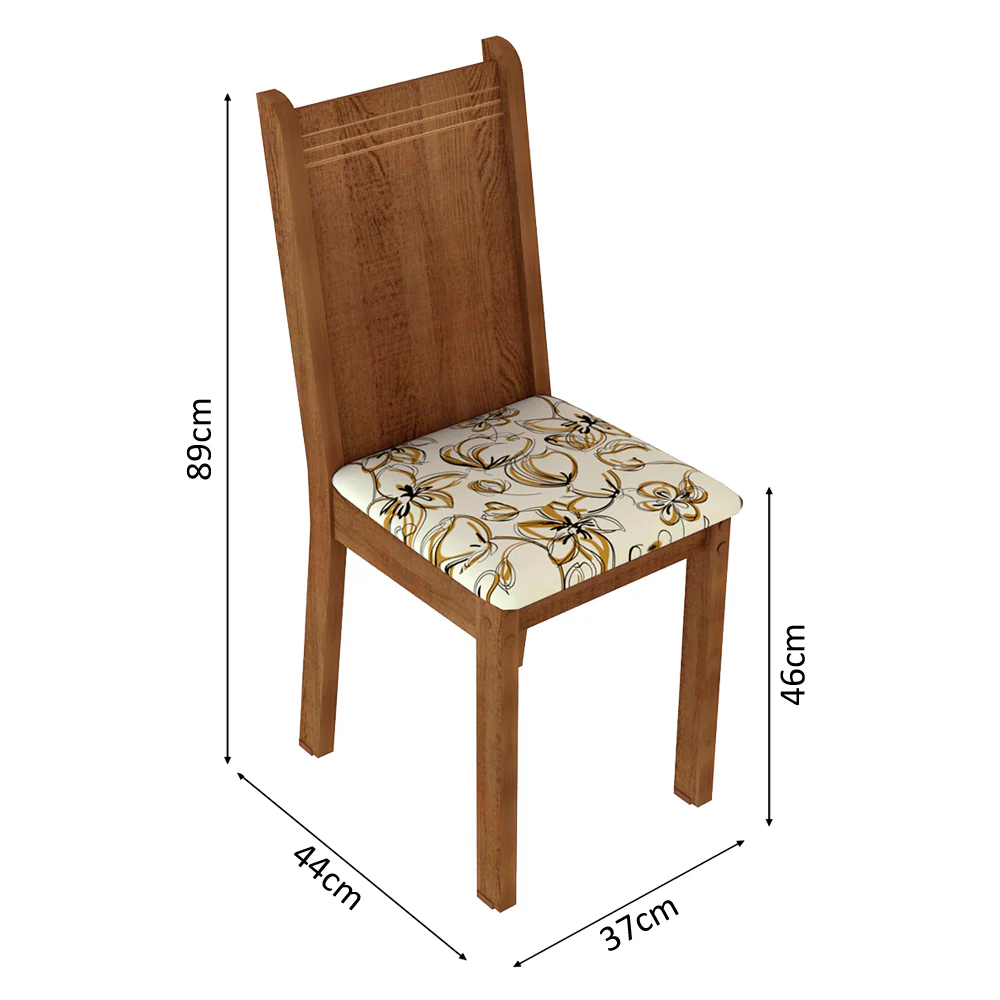 Conjunto Sala de Jantar Madesa Maris Mesa Tampo de Madeira com 6 Cadeiras Rustic/Lírio Bege - Image 3