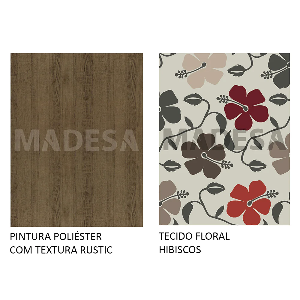Conjunto Sala de Jantar Madesa Maya Mesa Tampo de Vidro com 4 Cadeiras Rustic/Floral Hibiscos - Image 10