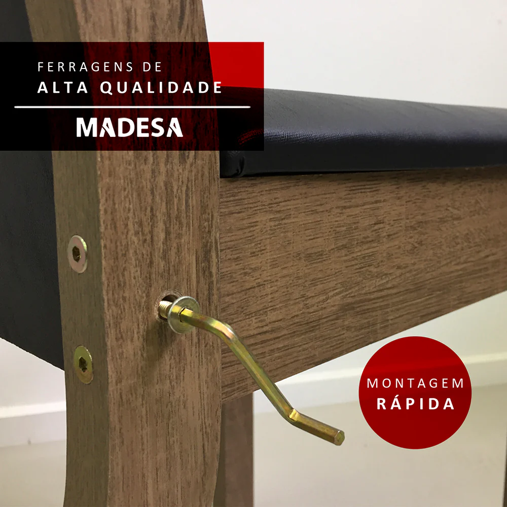 Conjunto Sala de Jantar Madesa Miriam Mesa Tampo de Madeira com 6 Cadeiras Rustic/Crema/Sintético Bege - Image 5