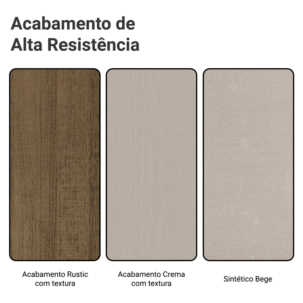 Conjunto Sala de Jantar Mesa Tampo de Madeira com 4 Cadeiras Rustic/Crema/Sintético Bege Talita Madesa - Image 9