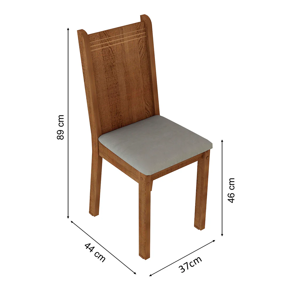 Conjunto Sala de Jantar Madesa Maris Mesa Tampo de Madeira com 6 Cadeiras Rustic/Sintético Bege - Image 3