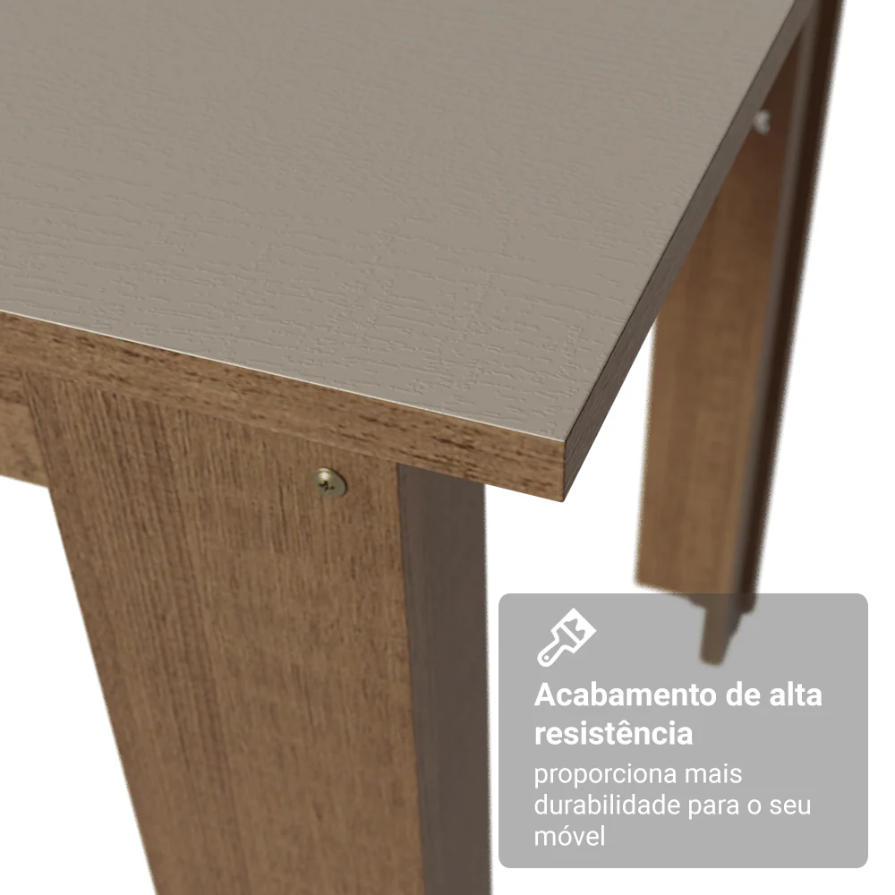 Conjunto Sala de Jantar Mel Mesa Tampo de Madeira 4 Cadeiras Rustic/Crema/Sintético Bege Madesa - Image 7