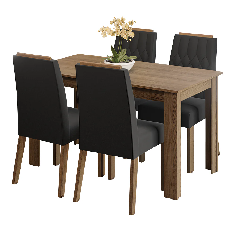 Conjunto Sala de Jantar Tampo de Madeira 4 Cadeiras Rustic/Oxford Hera Madesa - Image 2