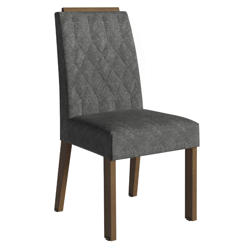 Conjunto Sala de Jantar Tampo de Madeira 4 Cadeiras Rustic/Silver Romã Madesa - Image 5
