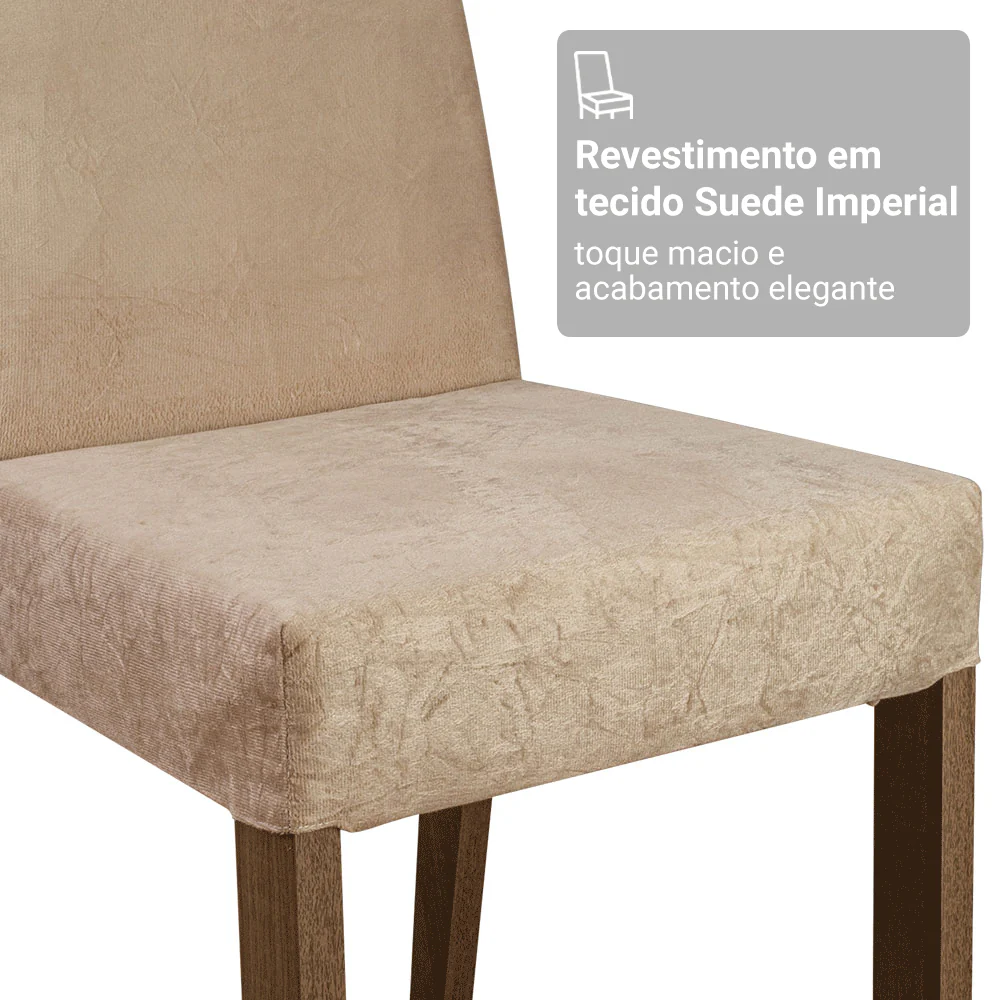 Conjunto Sala de Jantar Tampo de Vidro 4 Cadeiras Rustic/Imperial Jasmin Madesa - Image 10