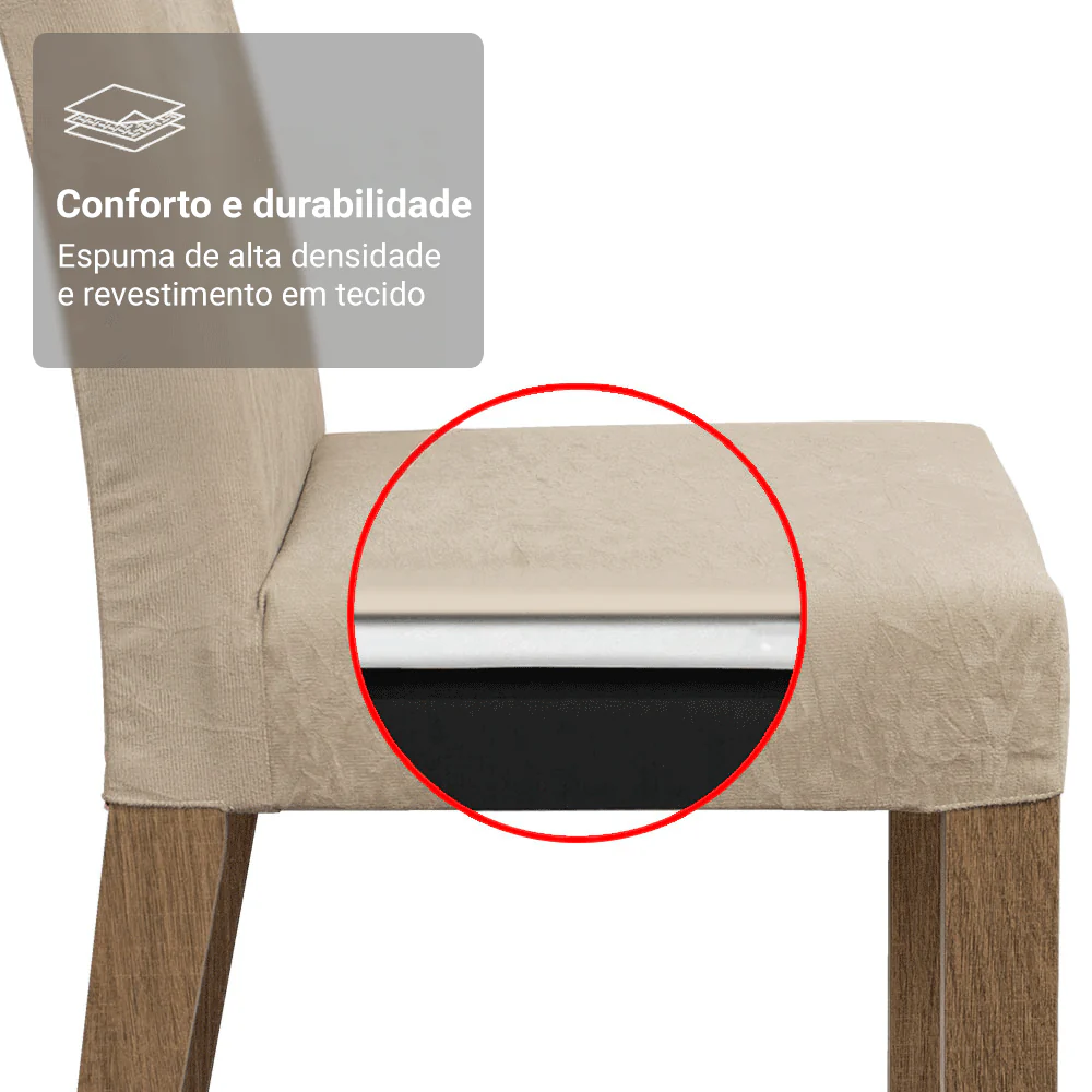 Conjunto Sala de Jantar Tampo de Vidro 4 Cadeiras Rustic/Imperial Jasmin Madesa - Image 9