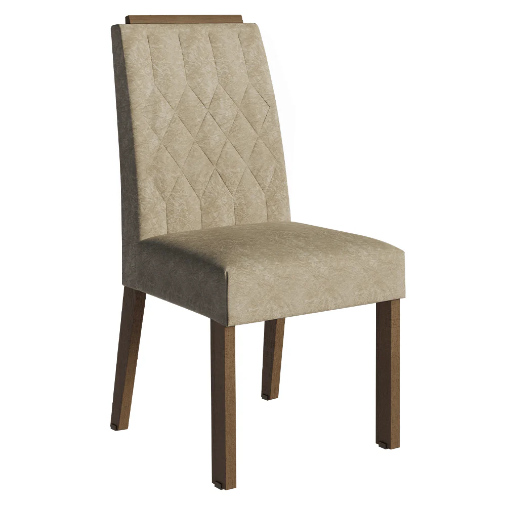 Conjunto Sala de Jantar Tampo de Vidro 6 Cadeiras Rustic/Branco/Imperial Peônia Madesa - Image 5