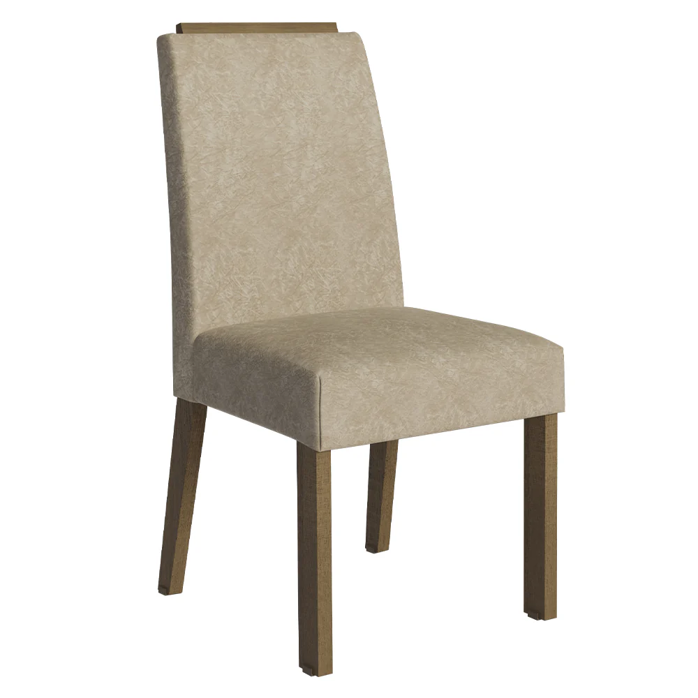 Conjunto Sala de Jantar Tampo de Vidro 6 Cadeiras Rustic/Crema/Imperial Tulipa Madesa - Image 5