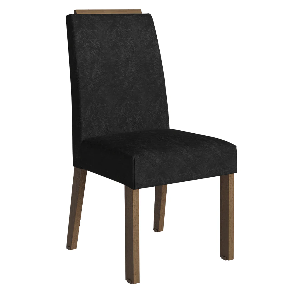 Conjunto Sala de Jantar Tampo de Vidro 6 Cadeiras Rustic/Preto/Oxford Peônia Madesa - Image 5