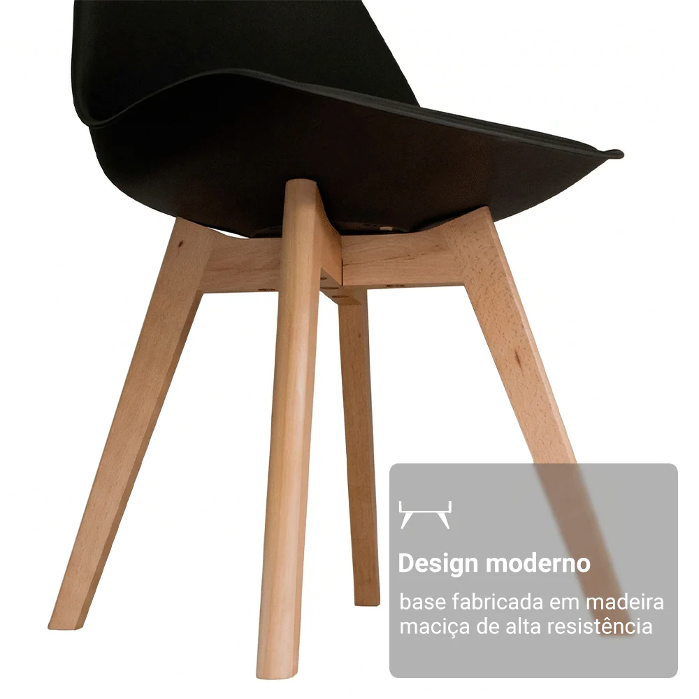 Conjunto Sala de Jantar Toscana Mesa Tampo de Vidro 4 Cadeiras Rustic/Preto Madesa - Image 10