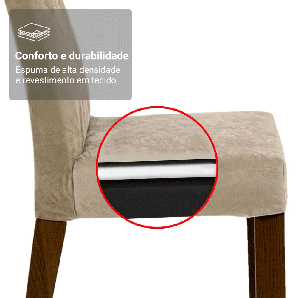 Conjunto Sala de Jantar Vanilla Mesa Tampo de Vidro 4 Cadeiras Rustic/Crema/Suede Imperial Madesa - Image 9