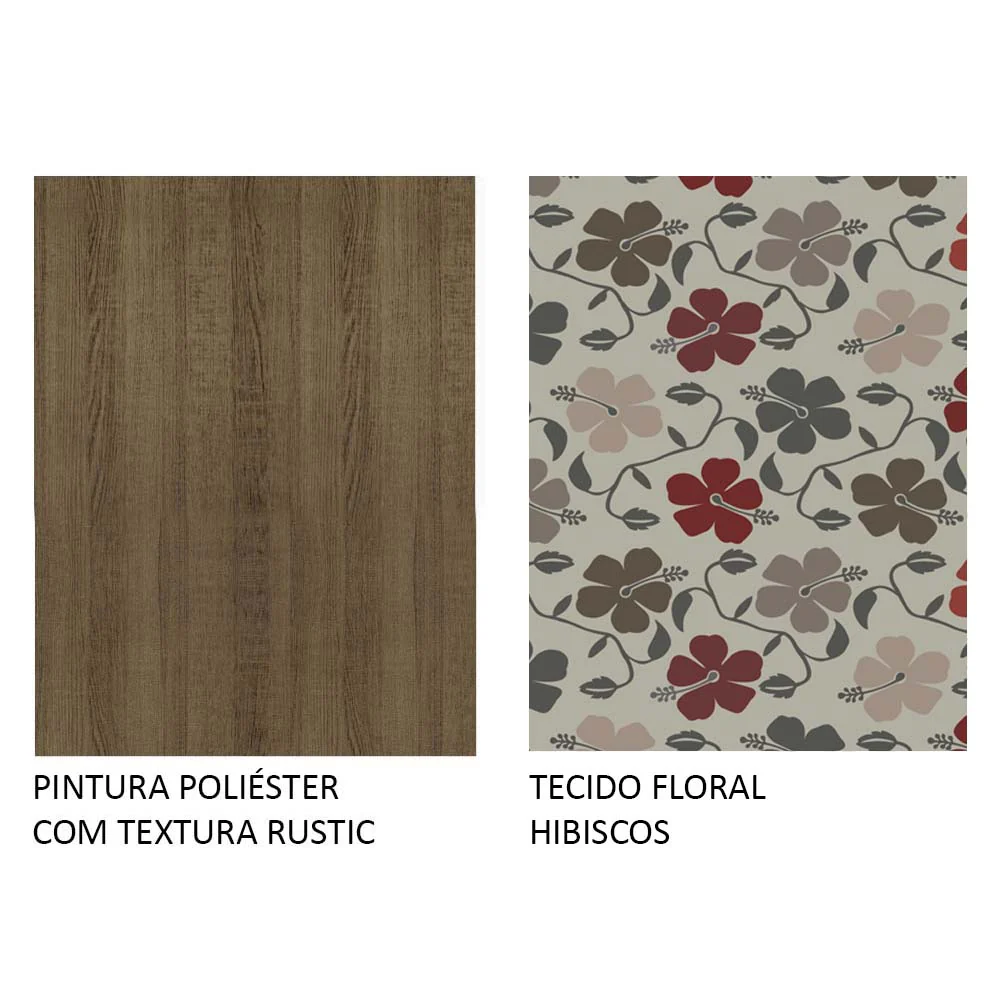 Conjunto Sala de Jantar Madesa Débora Mesa Tampo de Vidro Redondo 4 Cadeiras Rustic/Hibiscos - Image 10