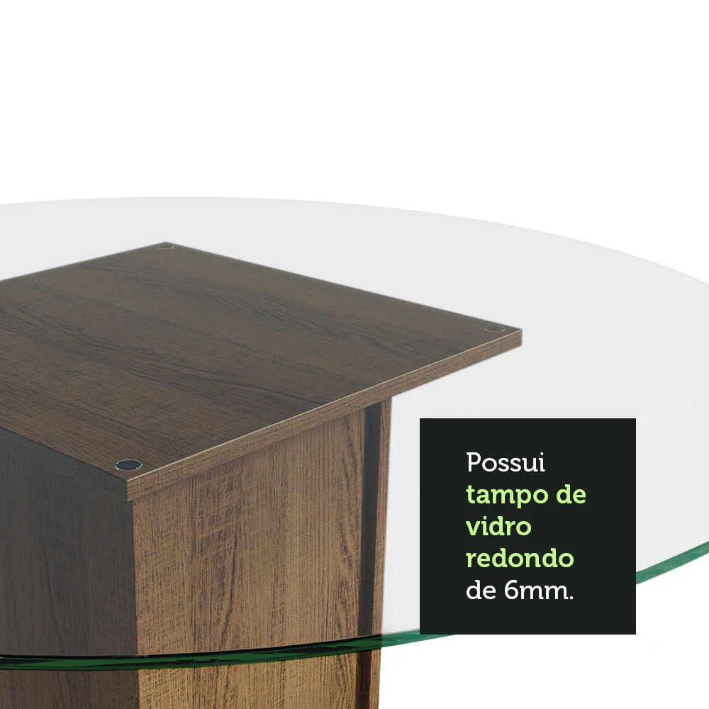 Conjunto Sala de Jantar Madesa Paula Mesa Tampo de Vidro Redondo 4 Cadeiras Rustic/Lírio Bege - Image 6