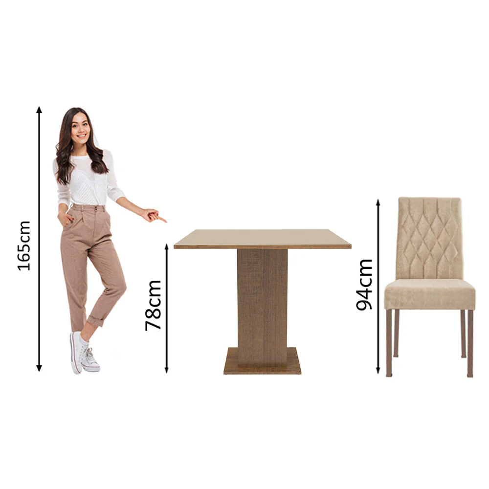 Conjunto Sala de Jantar Madesa Rejane Mesa Tampo de Madeira 4 Cadeiras Rustic/Crema/Imperial - Image 4