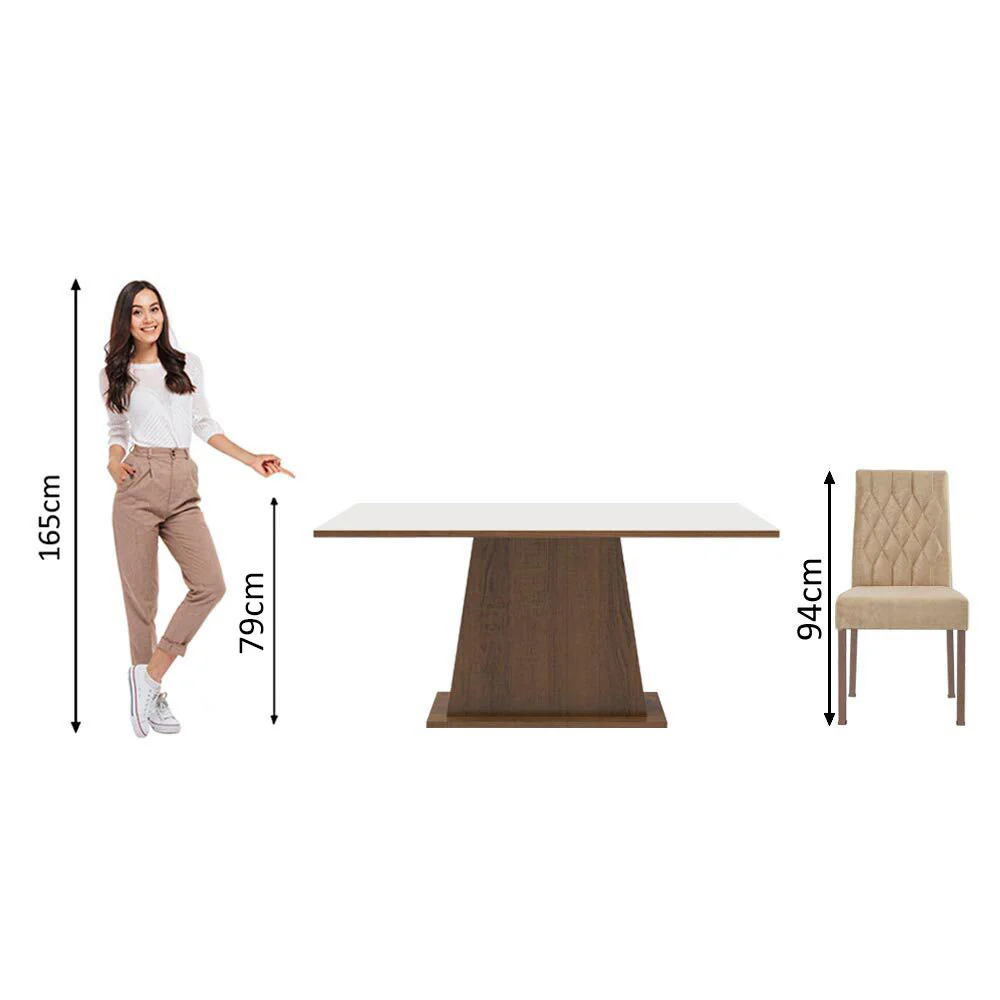 Conjunto Sala de Jantar Mesa Tampo de Madeira 4 Cadeiras Rustic/Branco/Imperial Ashley Madesa - Image 8