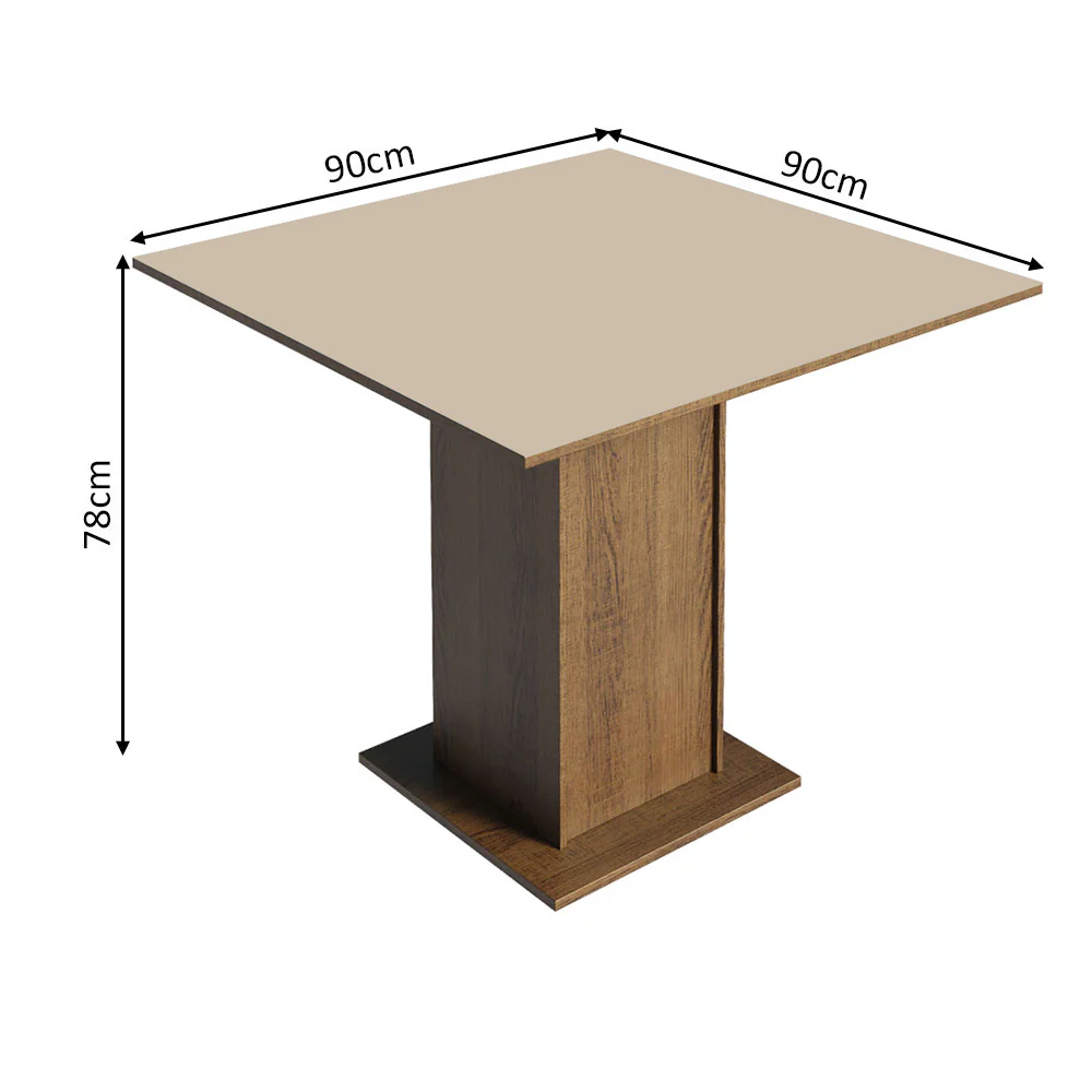 Conjunto Sala de Jantar Mesa Tampo de Madeira 4 Cadeiras Rustic/Crema/Bege Marrom Briana Madesa - Image 4