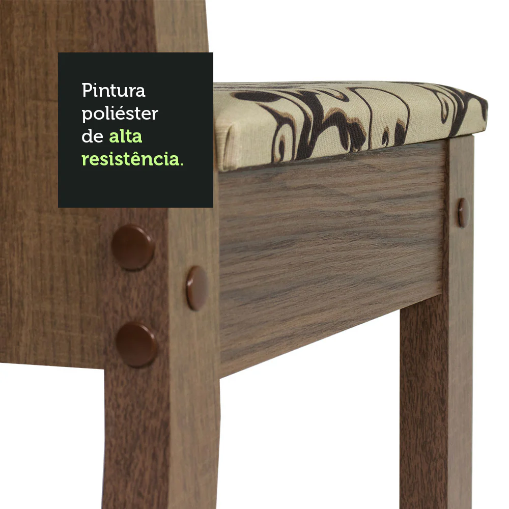 Conjunto Sala de Jantar Mesa Tampo de Madeira 4 Cadeiras Rustic/Crema/Bege Marrom Samara Madesa - Image 8