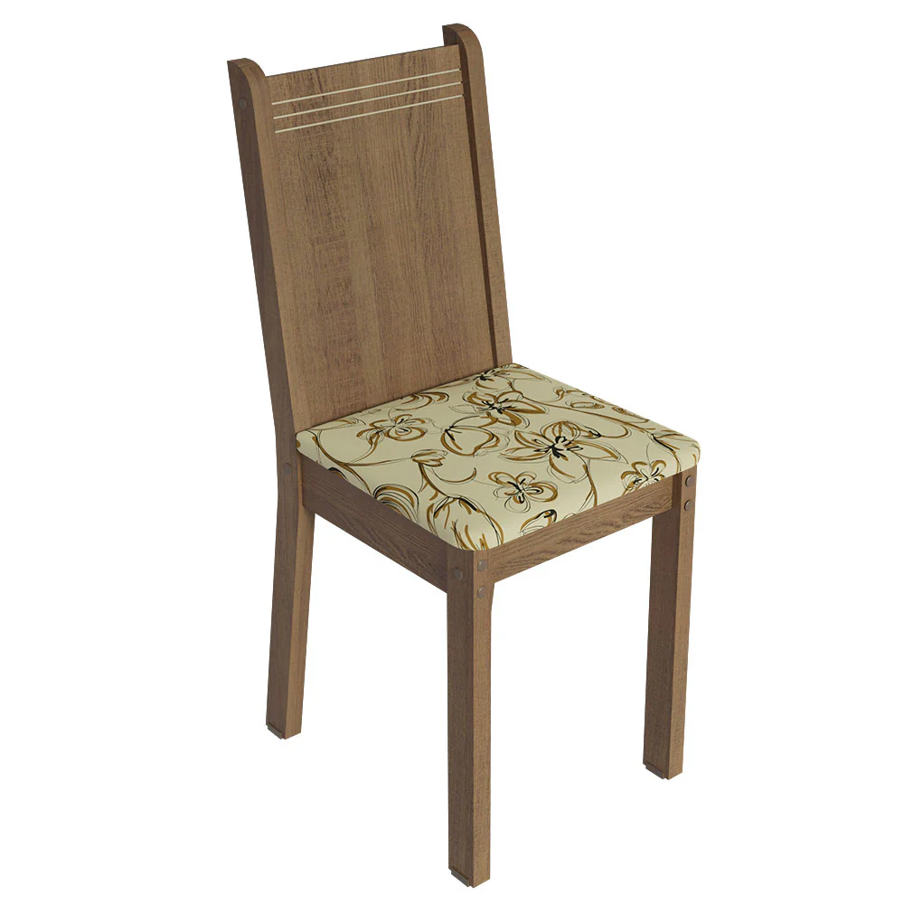 Conjunto Sala de Jantar Mesa Tampo de Madeira 4 Cadeiras Rustic/Crema/Lírio Bege Marilyn Madesa - Image 7