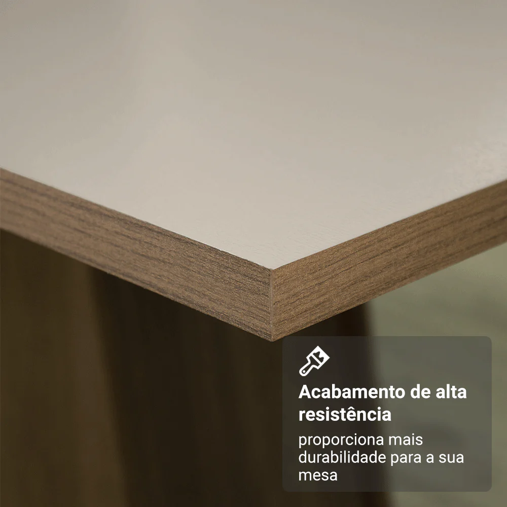 Conjunto Sala de Jantar Mesa Tampo de Madeira 4 Cadeiras Rustic/Crema/Sintético Bege Briana Madesa - Image 7