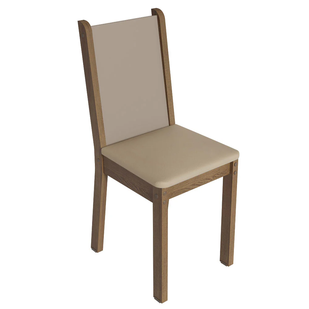 Conjunto Sala de Jantar Mesa Tampo de Madeira 4 Cadeiras Rustic/Crema/Sintético Bege Briana Madesa - Image 9