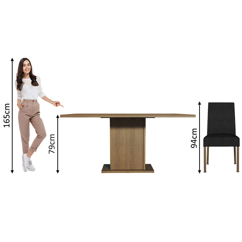 Conjunto Sala de Jantar Mesa Tampo de Madeira 4 Cadeiras Rustic/Oxford Keila Madesa - Image 4