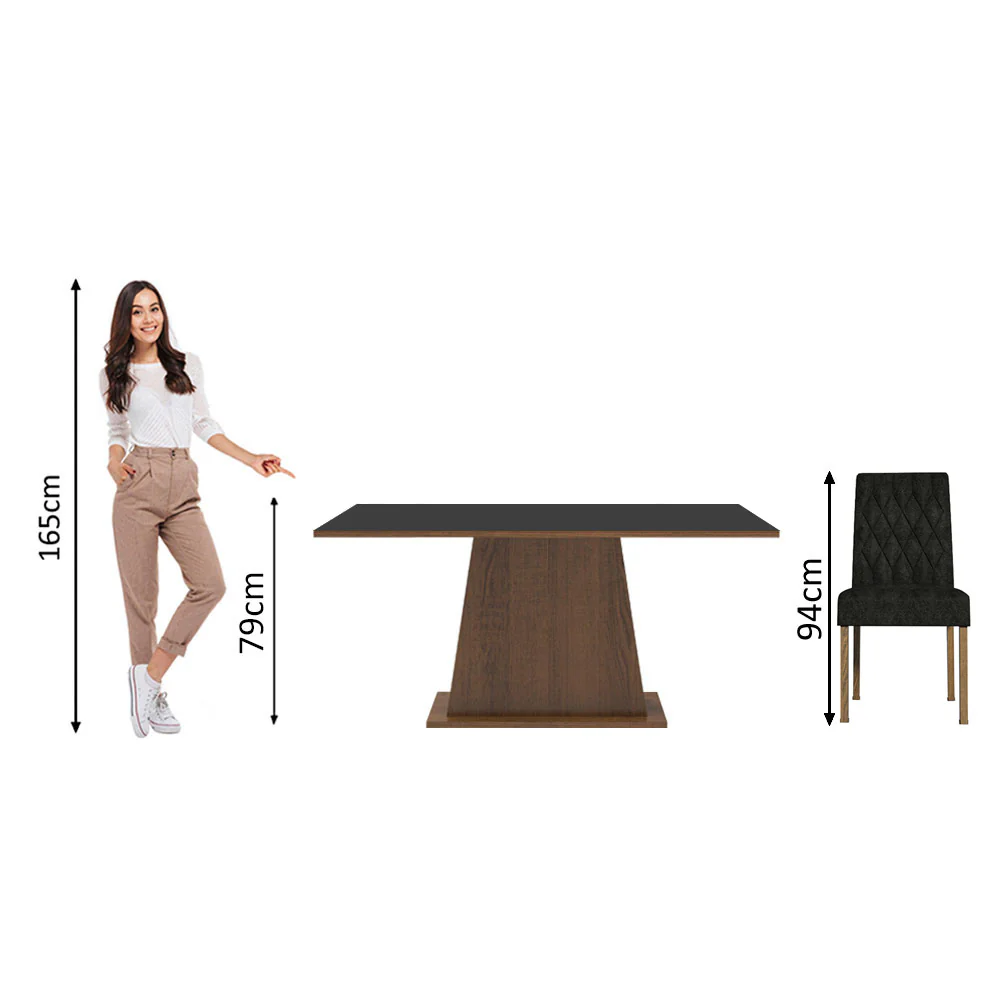 Conjunto Sala de Jantar Mesa Tampo de Madeira 4 Cadeiras Rustic/Preto/Oxford Ashley Madesa - Image 4