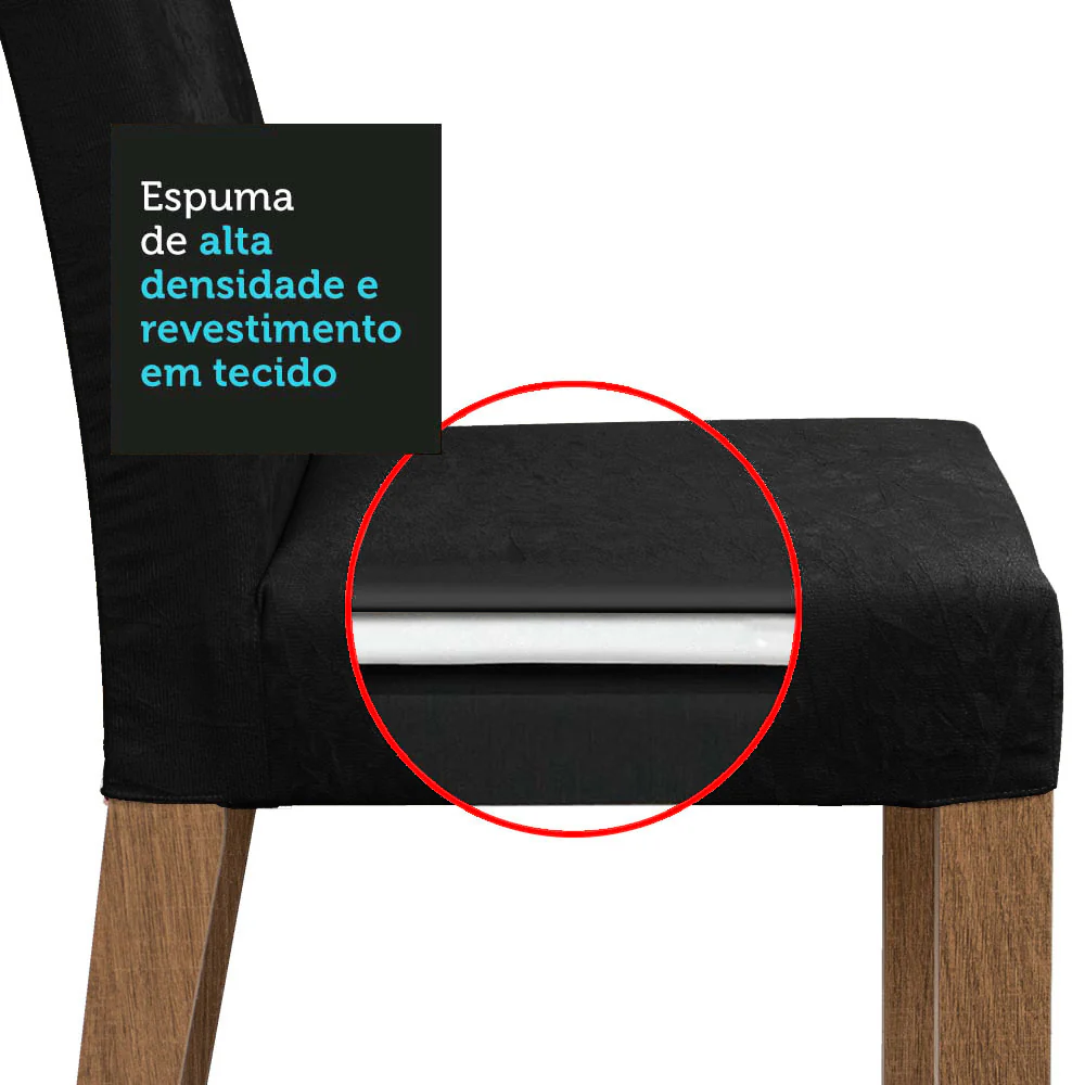 Conjunto Sala de Jantar Mesa Tampo de Madeira 6 Cadeiras Rustic/Preto/Oxford Luciana Madesa - Image 9