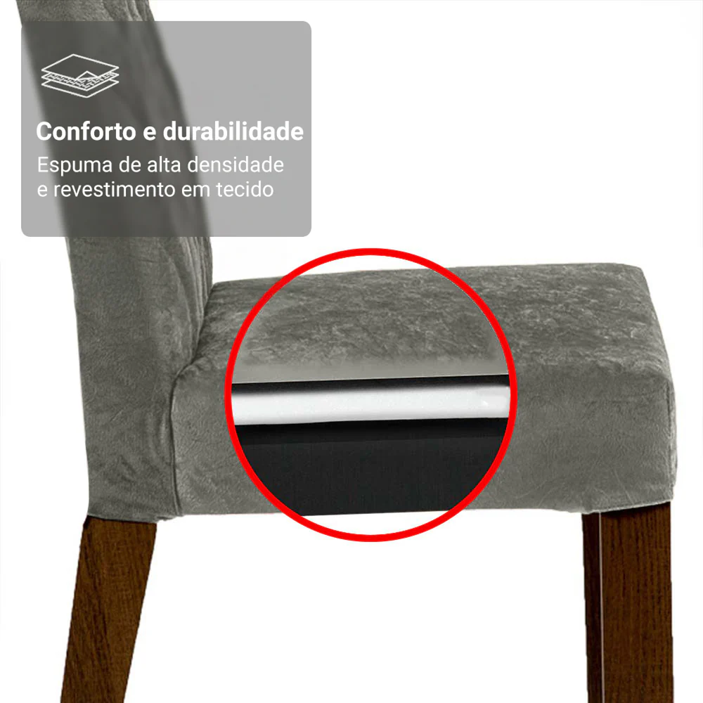 Conjunto Sala de Jantar Mesa Tampo de Madeira 6 Cadeiras Rustic/Silver Allegro Madesa - Image 7