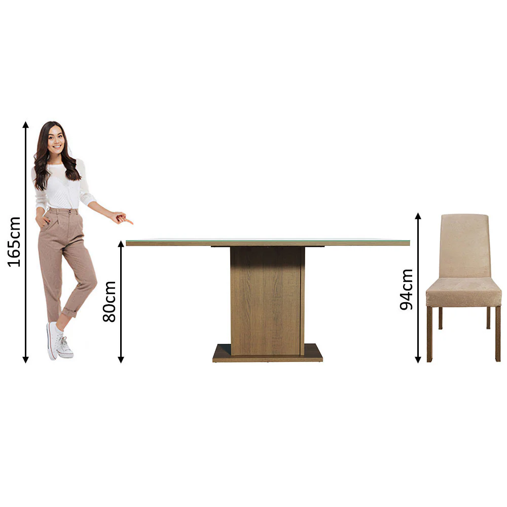 Conjunto Sala de Jantar Mesa Tampo de Vidro 4 Cadeiras Rustic/Branco/Imperial Avril Madesa - Image 6