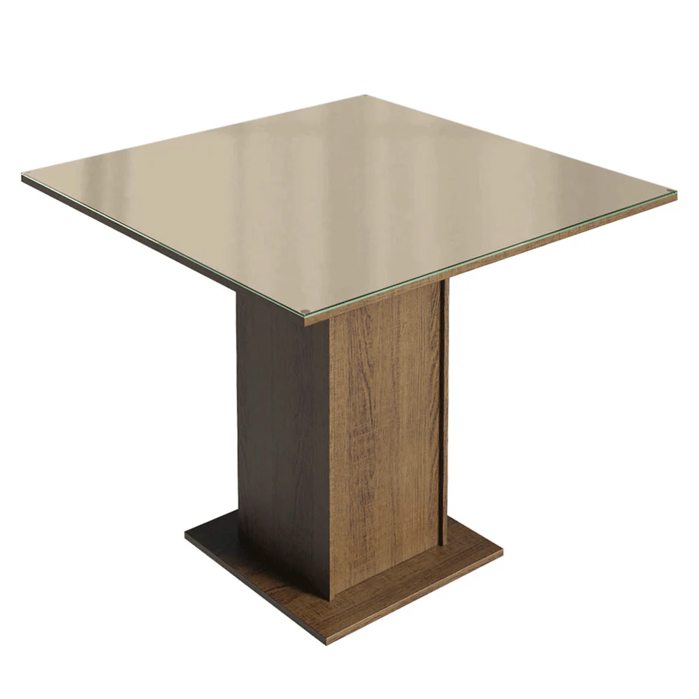 Conjunto Sala de Jantar Mesa Tampo de Vidro 4 Cadeiras Rustic/Crema/Bege Tifani Madesa - Image 8