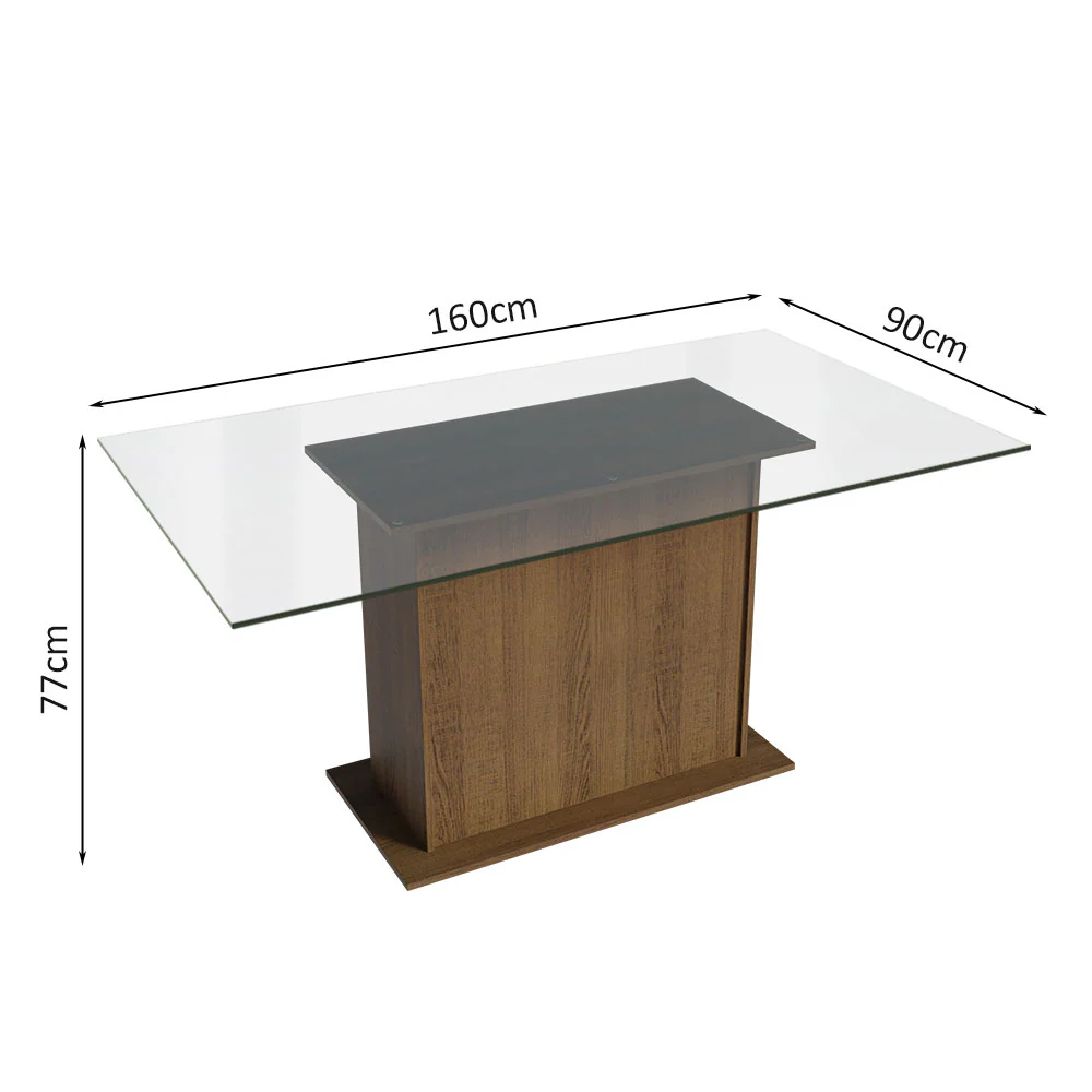 Conjunto Sala de Jantar Mesa Tampo de Vidro 4 Cadeiras Rustic/Crema/Floral Hibiscos Yara Madesa - Image 4