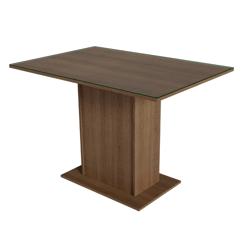 Conjunto Sala de Jantar Mesa Tampo de Vidro 4 Cadeiras Rustic/Crema/Sintético Bege Martina Madesa - Image 5