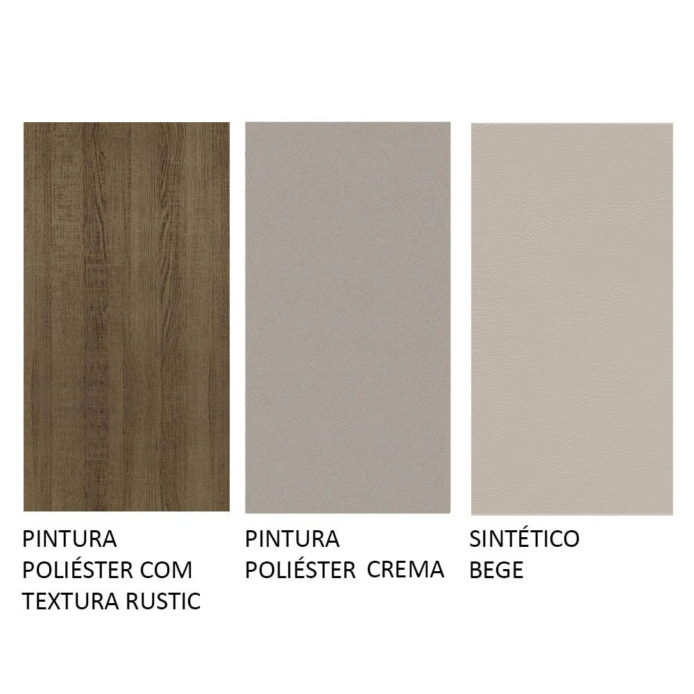 Conjunto Sala de Jantar Mesa Tampo de Vidro 4 Cadeiras Rustic/Crema/Sintético Bege Yara Madesa - Image 10