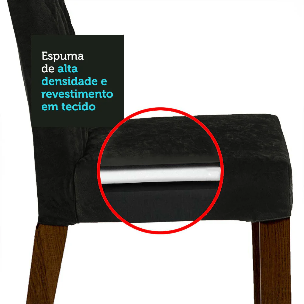 Conjunto Sala de Jantar Mesa Tampo de Vidro 4 Cadeiras Rustic/Oxford Celina Madesa - Image 9