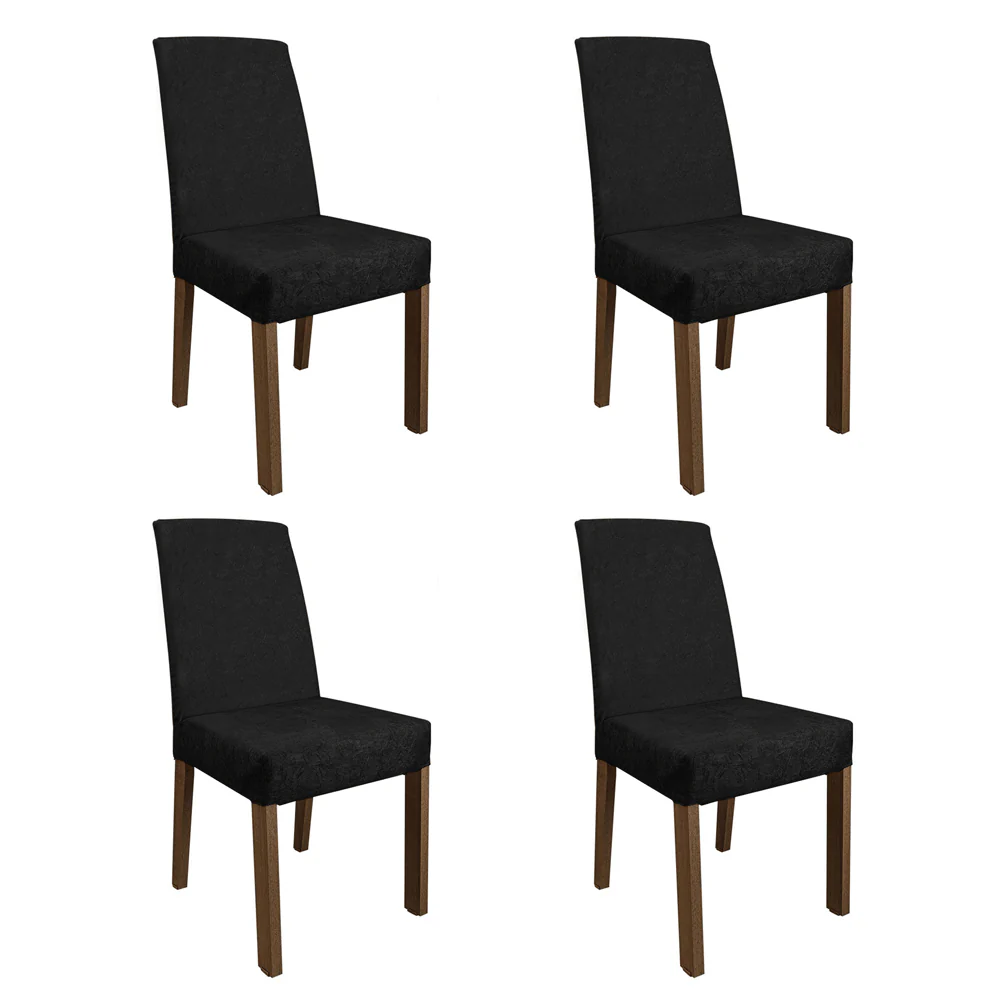 Conjunto Sala de Jantar Mesa Tampo de Vidro 4 Cadeiras Rustic/Oxford Zion Madesa - Image 7