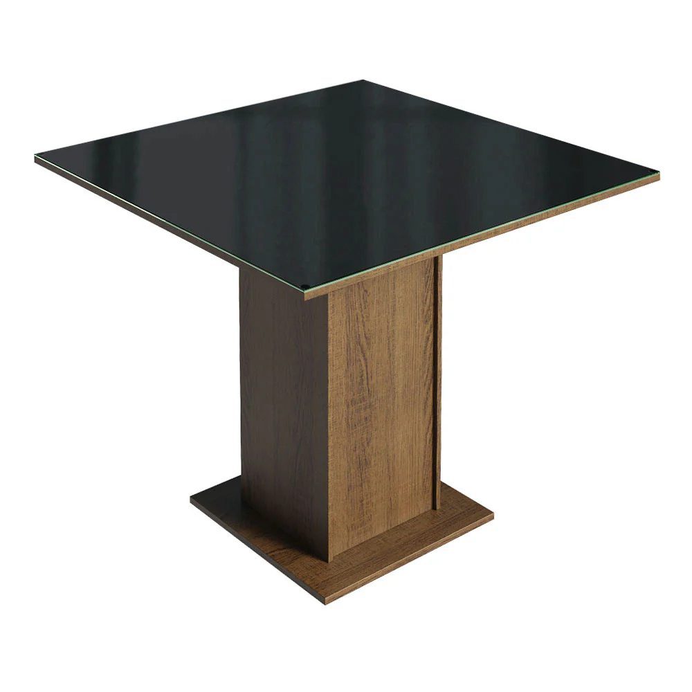 Conjunto Sala de Jantar Mesa Tampo de Vidro 4 Cadeiras Rustic/Preto Oxford Evelin Madesa - Image 5