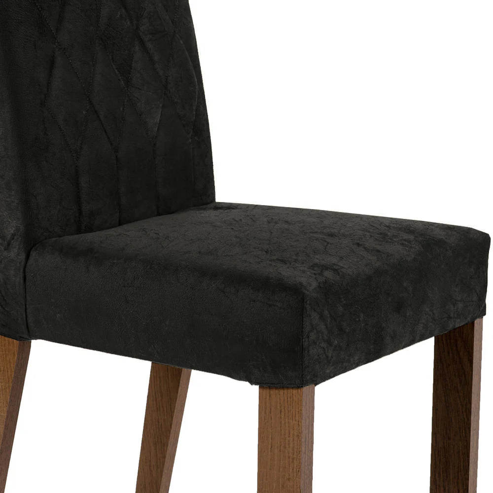 Conjunto Sala de Jantar Mesa Tampo de Vidro 4 Cadeiras Rustic/Preto/Oxford Harper Madesa - Image 7