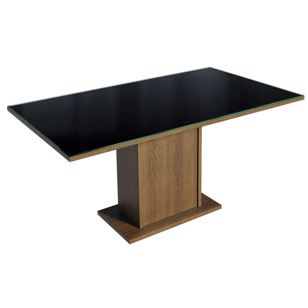 Conjunto Sala de Jantar Mesa Tampo de Vidro 4 Cadeiras Rustic/Preto/Silver Marilia Madesa - Image 4