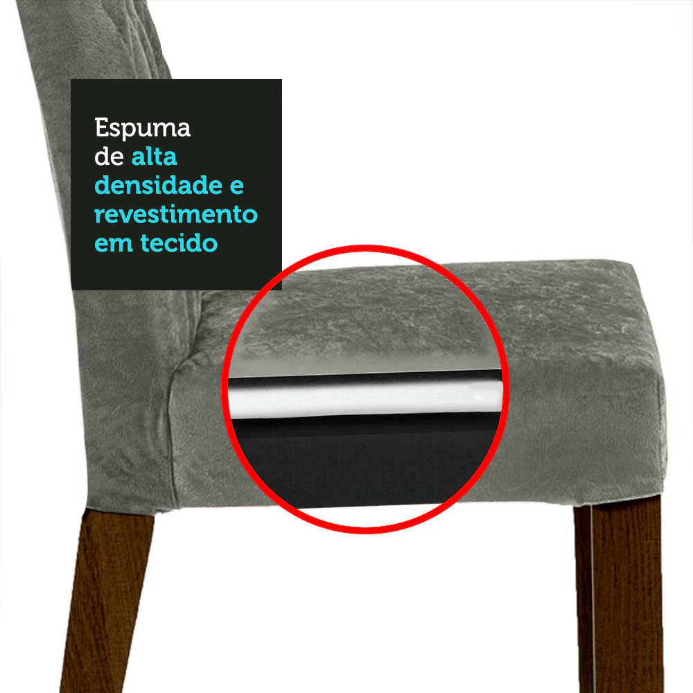 Conjunto Sala de Jantar Mesa Tampo de Vidro 4 Cadeiras Rustic/Silver Celina Madesa - Image 9