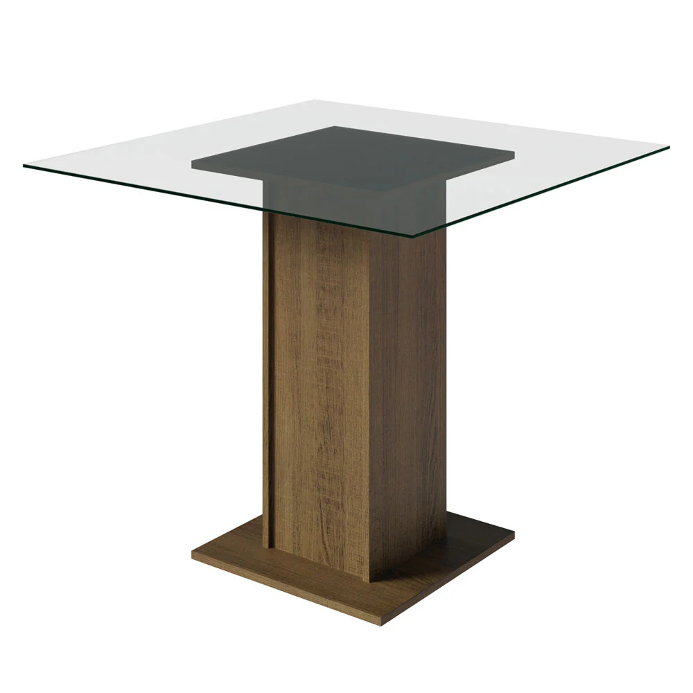 Conjunto Sala de Jantar Mesa Tampo de Vidro 4 Cadeiras Rustic/Silver Ivy Madesa - Image 4