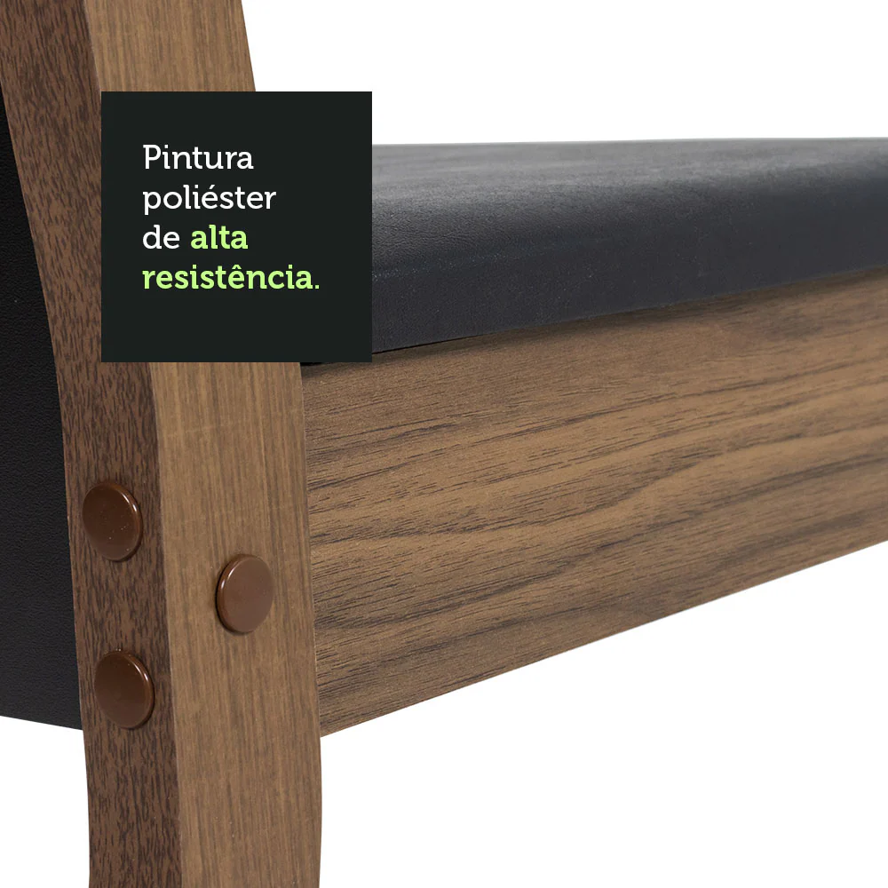 Conjunto Sala de Jantar Mesa Tampo de Vidro 6 Cadeiras Preto/Rustic Zoe Madesa - Image 9