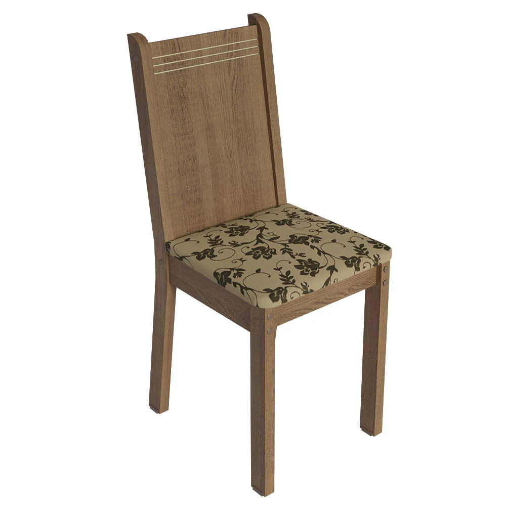 Conjunto Sala de Jantar Mesa Tampo de Vidro 6 Cadeiras Rustic/Bege Marrom Isla Madesa - Image 7